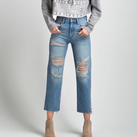 Jordache Denim - Jordache Heather Ripped Crop Jeans